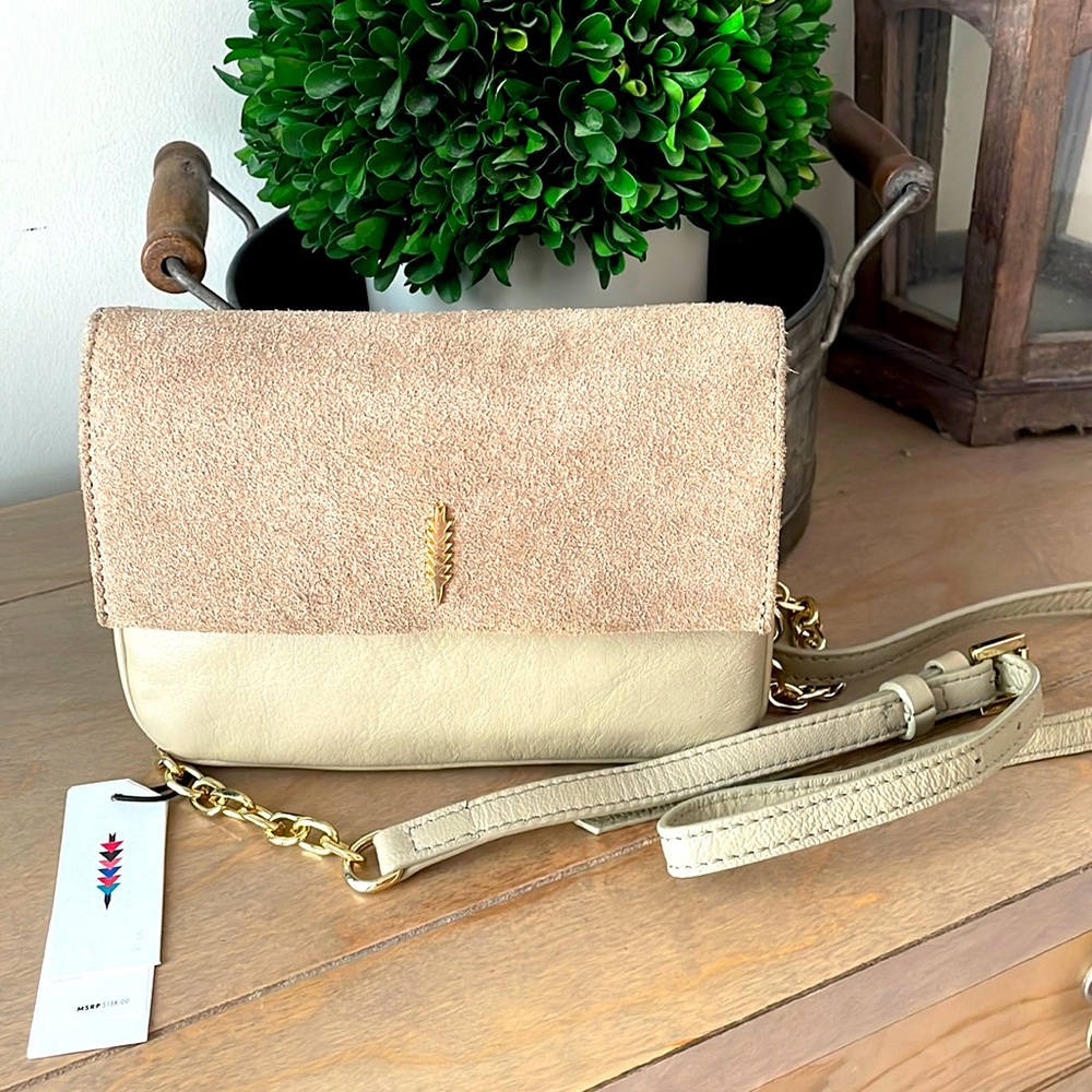 🎀 THACKER KORI CROSSBODY BAG GRAY LEATHER/SUADE NWT🎀